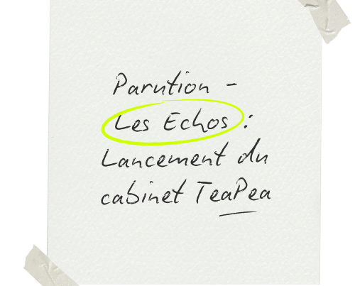 Parution Les Echos annonçant le lancement du cabinet d'avocat TeaPea en prix de transfert