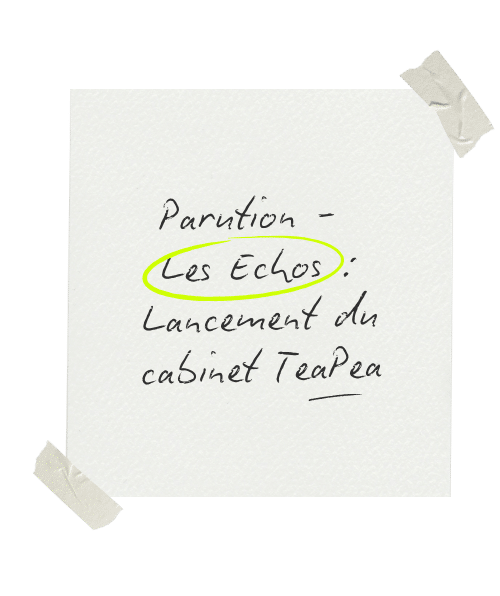 Parution Les Echos annonçant le lancement du cabinet d'avocat TeaPea en prix de transfert